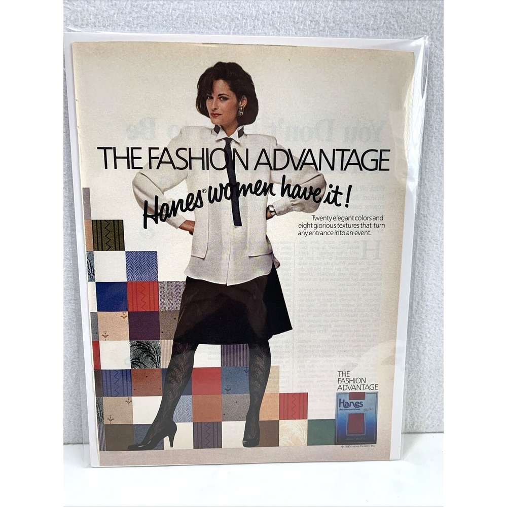 Vintage 1985 Print Ad Hanes Pantyhose Genuine Magazine Advertisement Ephemera